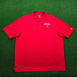 Nebraska‎ CornHuskers Polo Shirt Mens XL Red Short Sleeve Champion NCAA College